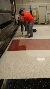 The Terrazzo Mechanic will thoroughly clean the floor and apply a terrazzo sealer.  This completes the installation process.